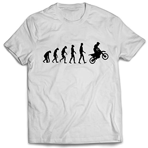 lepni.me Camisetas Hombre Evolución del Motocross Equipo de Moto Ropa de Carreras Todoterreno (Small Blanco Negro)