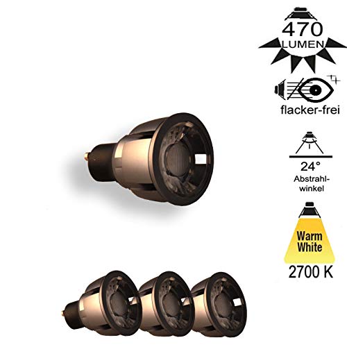 Light Design Dreesbach - Lote de 3 focos LED (6 W, GU10, 24°, 2700°K, luz blanca cálida, sin centelleo)