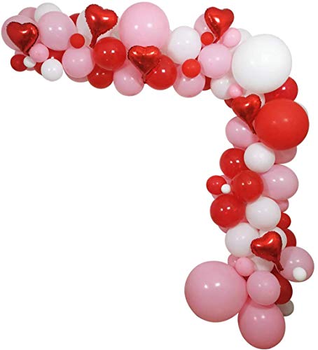 Llh - Lote de 133 globos de fiesta de compromiso, diseño de arco y guirnalda, color rojo y rosa