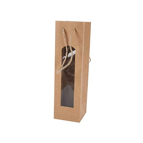 Lote de 12 Bolsas para Botella de Vino Kraft con Ventana. Estuches, Bolsas para Detalles Originales Invitados de Bautizo, Regalos Comuniones y Recuerdos para Cumpleaños Lote de 12 Bolsas para Botella de Vino Kraft con Ventana. Estuches, Bolsas para Detalles Originales Invitados de Bautizo, Regalos Comuniones y Recuerdos para Cumpleaños