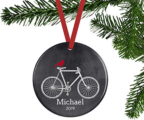 Lplpol Personalizado Bicicleta Navidad Ornamento Ciclismo Regalos para los Hombres Personalizado Nombre Año Ornamento Cerámica Porcelana Árbol de Navidad Colgante Pedemant, Ideales, BST1667