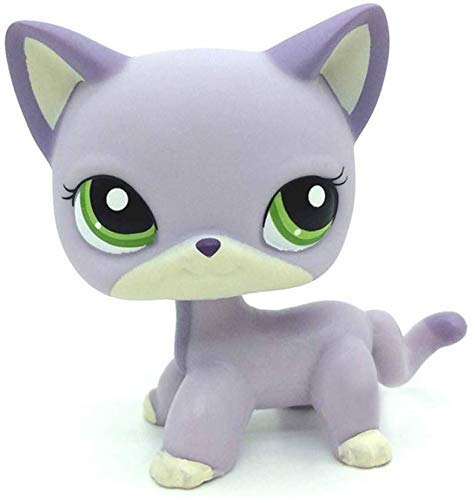 LPSL Cuetrade Rare Mini Pet Toys #2094 Purple Short Hair Cat Kitty Green Eyes Animal Figure Gift 1PC