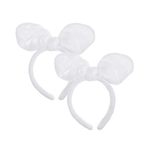 Lurrose 2 Piezas Diadema de Oreja de Conejo Orejas de Conejo de Felpa Diadema Pascua Pelo Aro Fiesta Disfraz Accesorios para El Cabello para Vacaciones Cosplay Cumpleaños (Blanco)