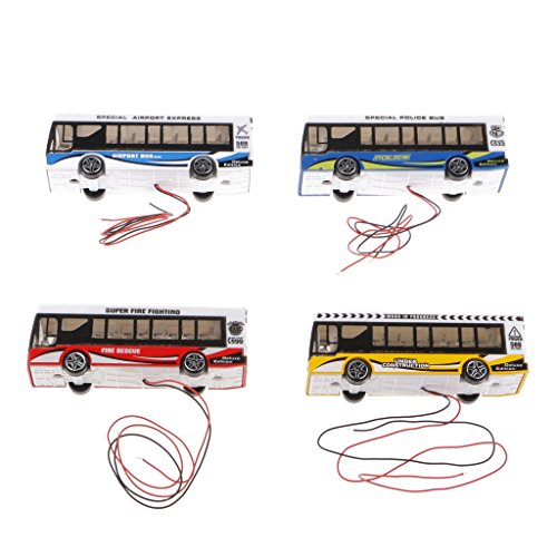 MagiDeal 4 Piezas Conjunto de Juguetes Disposición Fundido a Troquel Pintado Autobuses con Cables Afición Ho Oo 1: 100