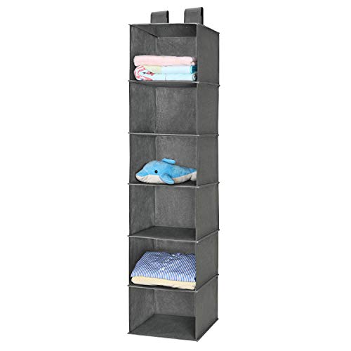 MaidMAX Organizador de Armario de 6 Niveles, Estantería Colgante de Tela, Estante de Tela para Armario, Organizador de Ropa, para Guardar Ropa, Toallas, etc, Gris