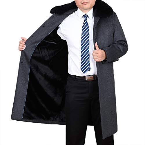 Man-C Abrigos para hombre, capas gruesas, chaqueta larga elegante, Outwear adelgazan la capa de foso Negro,Grey-XXL