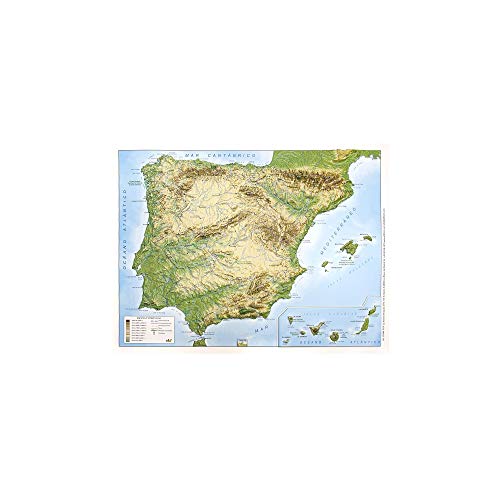 Mapa en relieve España físico: Escala 1:3.500.000