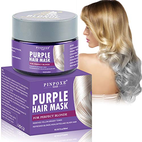 Mascarilla de Pelo Morado,No Yellow Mask, Para Tintes Color Platino, Blanco y Gris,Acondicionador y Reparación de Cabello Seco, Dañado y Decolorado