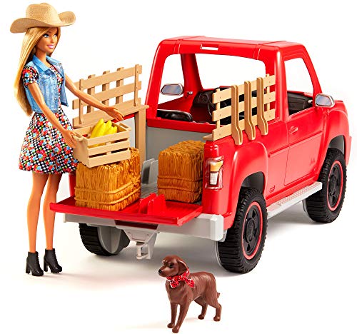 Mattel Barbie-Camión de la Granja, muñeca granjera con perrito, coche y accesorios, juguete +3 años, multicolor GFF52 , color/modelo surtido