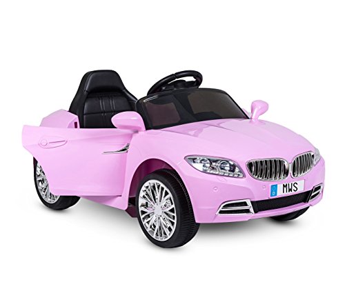 Media Wave Store - Coche eléctrico LT861 para niños modelo «Crazy», color rosa, con puertas automáticas y 3 velocidades.Media Wave Store®.