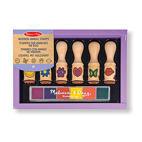 Melissa & Doug- Happy Handles Sellos con Mango de Madera, Multicolor (12407)