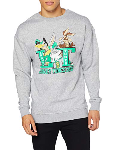 MERCHCODE Looney Tunes Crew Crewneck Grey S Camiseta, Gris, Hombre