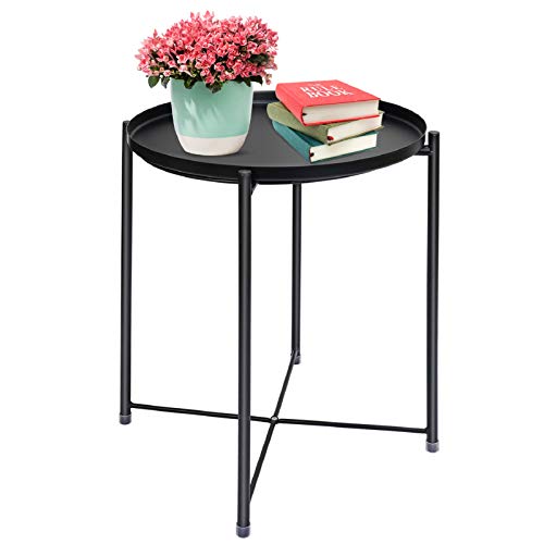 Mesa auxiliar redonda para jardín, mesa auxiliar con bandeja extraíble, mesa auxiliar para plantas, mesa redonda para macetas, mesa de centro de metal, mesa para sofá, mesa de café, mesa de café Mesa auxiliar redonda para jardín, mesa auxiliar con bandeja extraíble, mesa auxiliar para plantas, mesa redonda para macetas, mesa de centro de metal, mesa para sofá, mesa de café, mesa de café