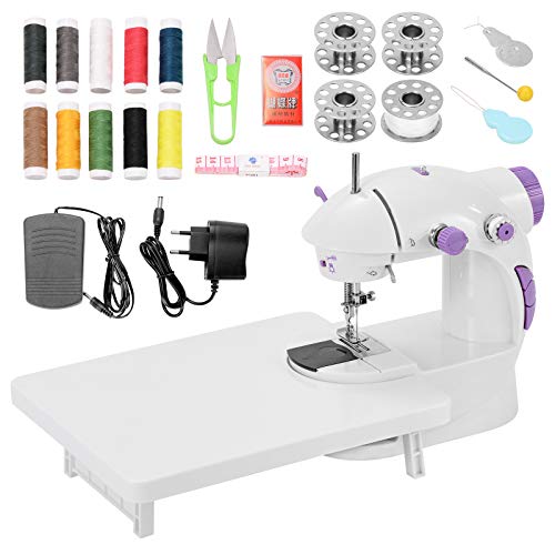 Mini Máquina de Coser Portatil con Kit de Costura y Mesa Extensible con Luz, Maquina Coser para Niñas, Principantes y Experimentados