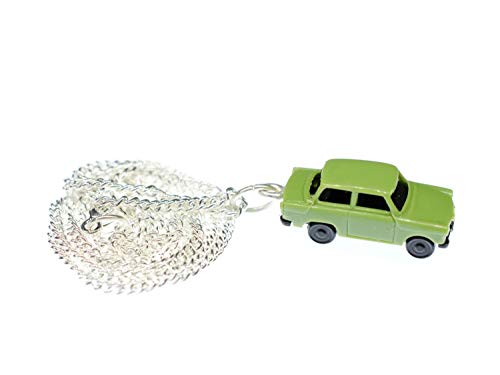 Miniblings Collar de Cadena Trabi 45 cm Coche en Miniatura Coche Coches Trabant Verde