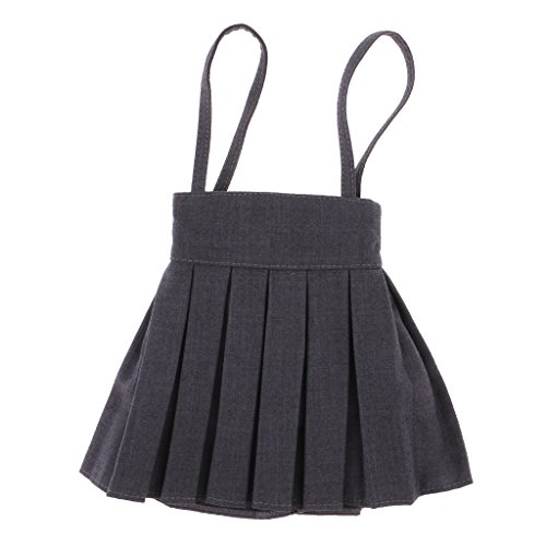 Minifalda Plisada De Vestido De Tirantes De Muñeca De Moda para 1/3 BJD SD MSD DOA Dollfie Clothes Dress Up - Gris Ahumado
