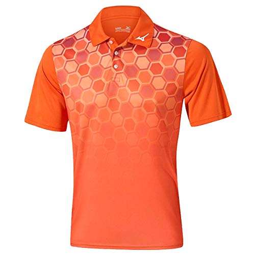 Mizuno Gradient Hexagon Polo, Hombre, Naranja, Extra-Large