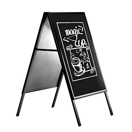 Mobech - Pizarra de doble cara para clientes, 115 x 64 cm, aluminio anodizado, elegante y resistente, color negro