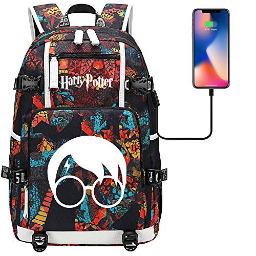 Mochila Harry Potter Avatar,Bolso del Estudiante de la Mochila del Ordenador portátil,con Puerto de Carga USB（Orange） 47/30/15cm Estilo-8