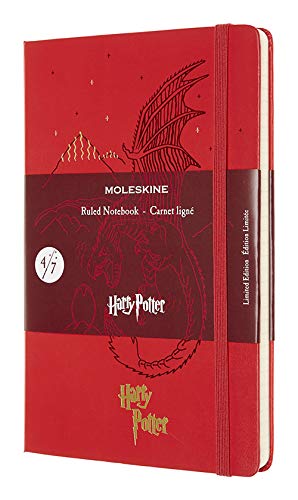 Moleskine, Cuaderno Harry Potter, Tema Dragón, Edición Limitada, Hojas con Rayas, Tapa Dura, Tamaño Grande 13 x 21 cm, Color Rojo, 240 Páginas (EDITION LIMITEE)