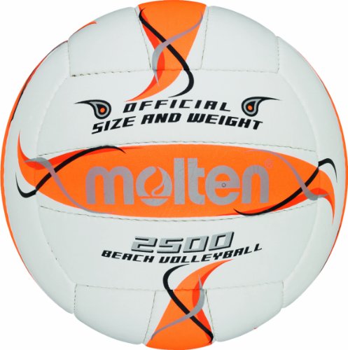 Molten BV2500-FOR - Pelota de Volley Playa (Talla 5), Color Blanco, Naranja y Plateado