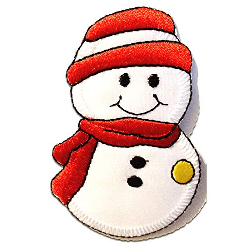 muñeco de nieve Navidad - Parches termoadhesivos bordados aplique para ropa, tamaño: 7,5 x 5 cm