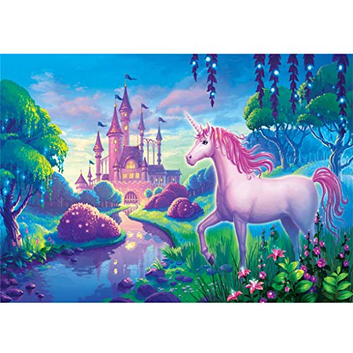 MXJSUA Kits de Pintura de Diamantes 5d, imágenes de Diamantes de imitación de Taladro Redondo Completo para decoración de la Pared del hogar, 30x40 cm, Castillo Unicornio