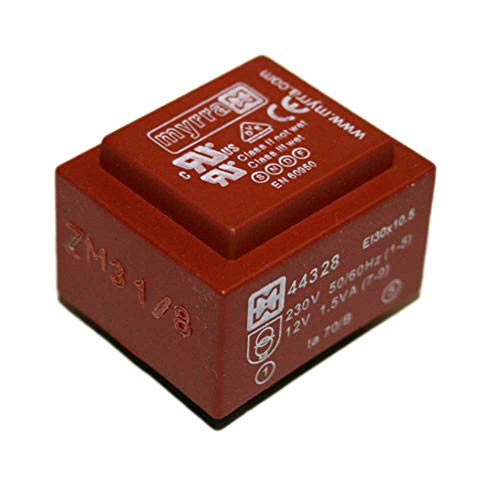 Myrra - Código 44328 - Transformador encapsulado de resina, primario de 230V, secundario de 12V, potencia de 1,5 VA