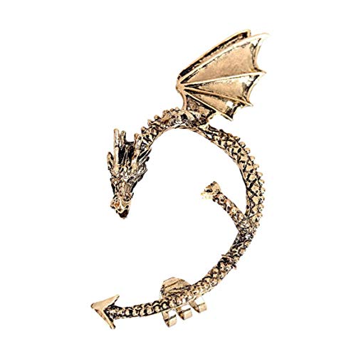 NaisiCore Una Oreja Paquete dragón Antiguo abofetea Vuelo con alas Estilo del dragón de cartílago Wrap Perforado de Izquierda no el Conjunto de Joyas Pendiente de Plata