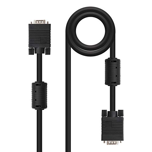 NanoCable 10.15.0102 - Cable SVGA con ferrita de alta calidad para monitor, proyector y PC, HDB15/M-HDB15/M, 1.8 m, Negro