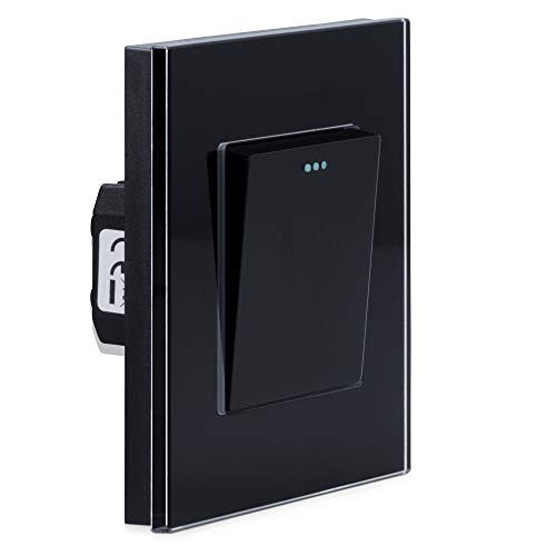 Navaris Interruptor de pared de cristal - Switch con pulsador para luz - Placa individual de vidrio de 8.5 x 8.5 x 4 CM empotrable en pared - Negro Navaris Interruptor de pared de cristal - Switch con pulsador para luz - Placa individual de vidrio de 8.5 x 8.5 x 4 CM empotrable en pared - Negro