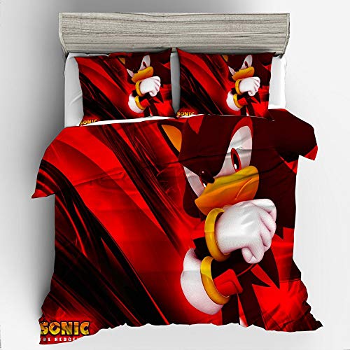 Neighbor Axin Sonic - Juego de ropa de cama de microfibra para niños con diseño de Sonic The Hedgehog, 3 piezas, incluye 1 funda de edredón y 2 fundas de almohada (SNK06, doble 200 x 200 cm)