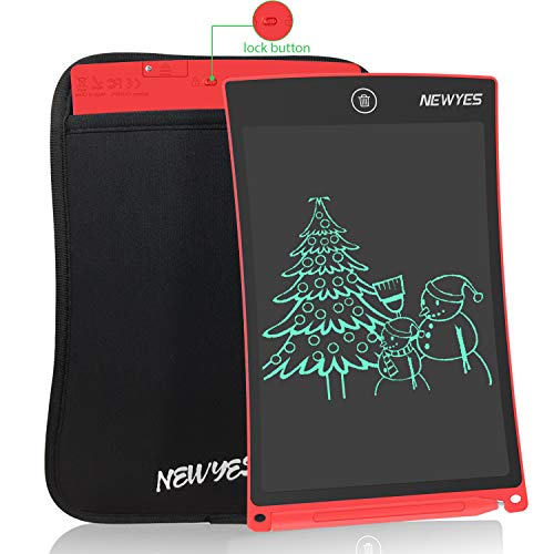 NEWYES 8,5" Tableta de Escritura LCD, Tableta Gráfica, Tableta de Dibujo portátil, Adecuada para el hogar, Escuela u Oficina, con Funda (Rojo)