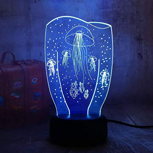 Night Light Mixture Of Two Colors Animal Jellyfish Lovely 3D Led Night Lihgt 7&16M Color s Changing Novelty Home Decoration Christmas Table Lamp Kids Gift With Remote