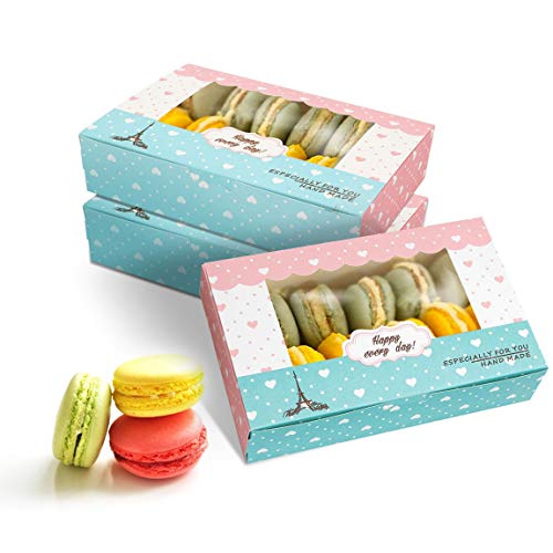 NIUPSKY Juego de 15 cajas de papel para galletas, cupcakes, pastel, color rosa y verde