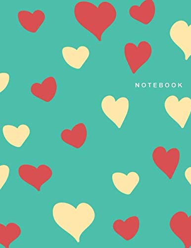 Notebook: Ruled Notebook Journal - Beautiful Red and Pale Hearts Cover - 122 Pages - Large (8.5 x 11 inches)