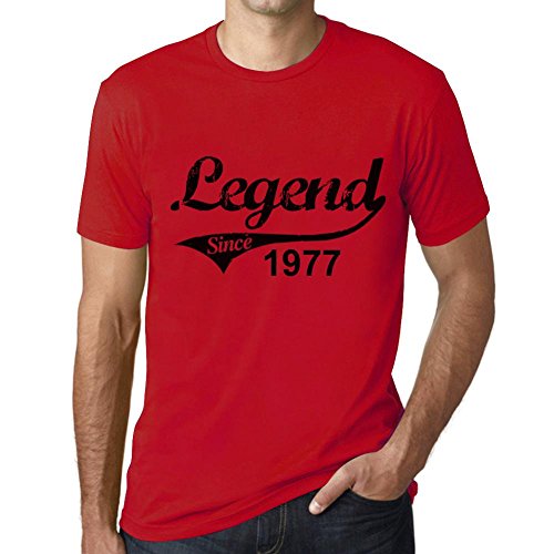 One in the City Hombre Camiseta Vintage T-Shirt 1977 Cumpleaños de 44 años Roja Roja XXL
