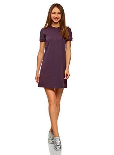 oodji Ultra Mujer Vestido Holgado de Punto, Morado, ES 42 / L