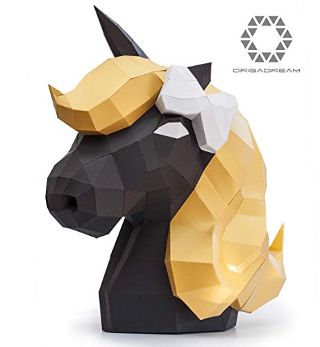 ORIGADREAM, kit unicornio EDICIÓN DE ORO pre-cortado NUEVO PUZZLE 3D MODERNO montar por uno mismo para la decoración DIY PAPERCRAFT escultura de papel low poly