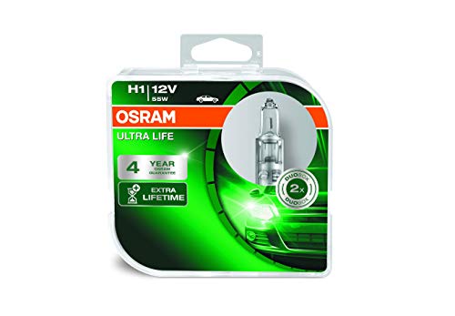 OSRAM ULTRA LIFE H1, lámpara para faros halógena, 64150ULT-HCB, automóvil de 12 V, caja doble (2 unidades) OSRAM ULTRA LIFE H1, lámpara para faros halógena, 64150ULT-HCB, automóvil de 12 V, caja doble (2 unidades)