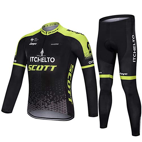 Otoño Invierno para Hombre de la Camiseta del Equipo de Ciclismo para Larga de Manguito Ropa de Ciclismo de montaña de Carretera al Aire Libre, Ropa de Deporte Conjunto de Bicicletas térmica,XXL