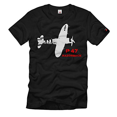 P 47 Razorback – Avión de combate Uva Eimotoriges Avión – Camiseta # 37 Negro XXXL
