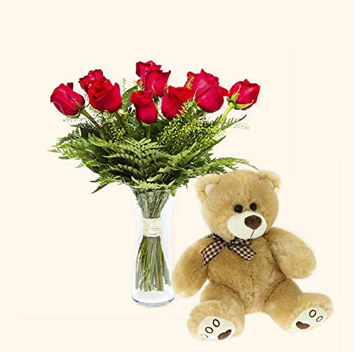 Pack Ramo de 12 rosas + Osito de peluche marrón - París - Ramo de flores naturales y Osito a domicilio - Envío a domicilio 24h GRATIS - Tarjeta dedicatoria de regalo Pack Ramo de 12 rosas + Osito de peluche marrón - París - Ramo de flores naturales y Osito a domicilio - Envío a domicilio 24h GRATIS - Tarjeta dedicatoria de regalo