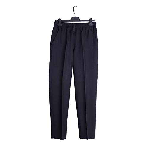 Pantalón Adaptado Hombre Color Gris/Marino - Tallas Grandes - Pantalon Vestir con Goma en la Cintura (Marino, XL)