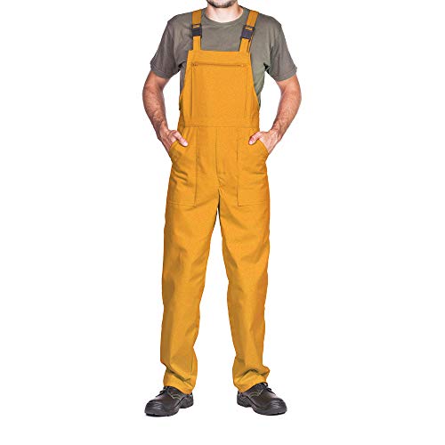 Pantalones con Peto de Trabajo para Hombre, Made in EU, Mono de Trabajo, Azur, Blanco, Rojo, Verde, Negro (S, Amarillo)