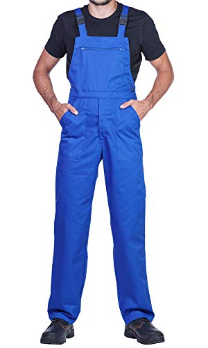 Pantalones con peto de trabajo para hombre, Made in EU, Mono de trabajo, Azur, blanco, rojo, verde, negro (XL, Azul)