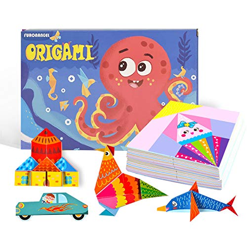 Papel de Origami, 152 Papeles Origami Vibrantes de Dos Caras 72 Proyectos 8 Origami en Blanco Libro de Instrucciones de 80 Páginas Juego de Actividades Regalo Cumpleaños para Niños Principiantes