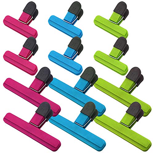 Paquete de 12 clips para bolsas de chips, SourceTon resistentes para alimentos (6 grandes y 6 pequeños) colores surtidos para bolsas de café y alimentos Paquete de 12 clips para bolsas de chips, SourceTon resistentes para alimentos (6 grandes y 6 pequeños) colores surtidos para bolsas de café y alimentos