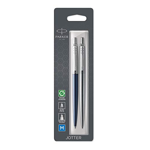 Parker Jotter London paquete Duo Discovery: bolígrafo de color azul Royal y bolígrafo de gel de acero inoxidable