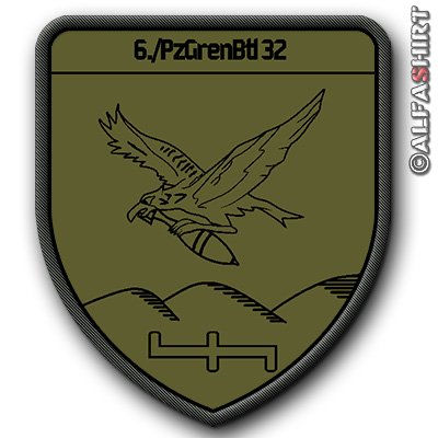 Patch/parche – 6 pzgrenbtl 32 – Bundeswehr Alemania Escudo Militar nadadores Emblema Águila Alas Bombe Mortero trupp Granaderos Panzer Batallón parche Variante 2 # 8900